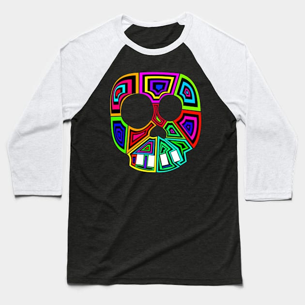 Colorful Skull Baseball T-Shirt by Shrenk